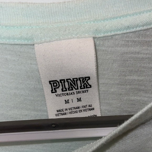 Victoria’s Secret PINK short sleeve mint color varsity tee - Picture 3 of 3